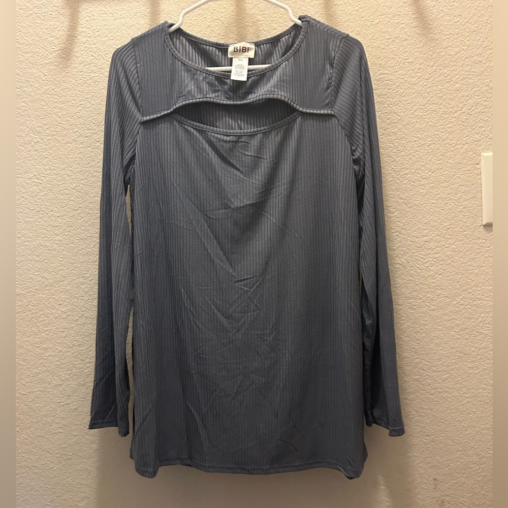 Bibi brand long sleeve shirt with cutout detail on chest